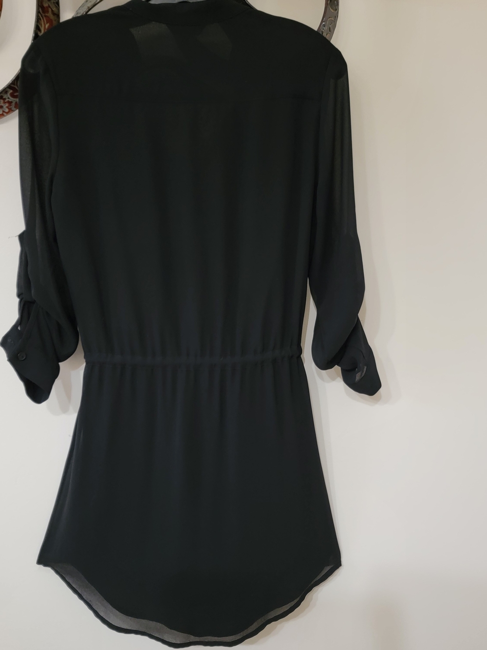 Naked Zebra Black V-Neck Drawstring Women's Dress - Picture 2 of 3